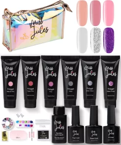 Miss Jules® Luxe Complete Polygel Kit - Polygel Nagels Starterspakket - 6 Kleuren - Perfecte Combinatie Gellak & Acryl - Incl. UV LED Lamp & Instructievideo (NL)