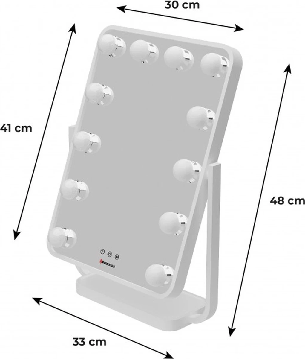 Humanas HS-HM01 White Make-up Mirror With LED Lighting - Afbeelding 5