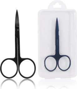 Medies - Professionele Schaar Voor Wenkbrauwen | Wenkbrauw Schaartje | Wenkbrauwschaar | Wenkbrauw Schaar | Gebogen Schaar| Schaar Voor Baard | Wenkbrauw Trimmer | Baardschaar - RVS - Zwart