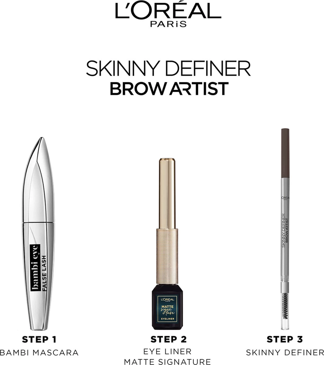 L’Oréal Paris Brow Artist Skinny Definer Wenkbrauwpotlood - 105 Brunette - Ultradun - Afbeelding 6