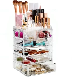 Merkloos XL Make-Up Organizer - 22 Opbergvakken - Tweedelig - Acryl