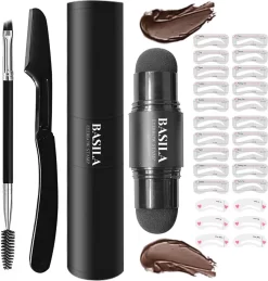 Basila® Duo Wenkbrauw Stempel Kit - Donker Bruin & Bruin - Watervast - Matte Poeder - Trimmer - 26 Stencils