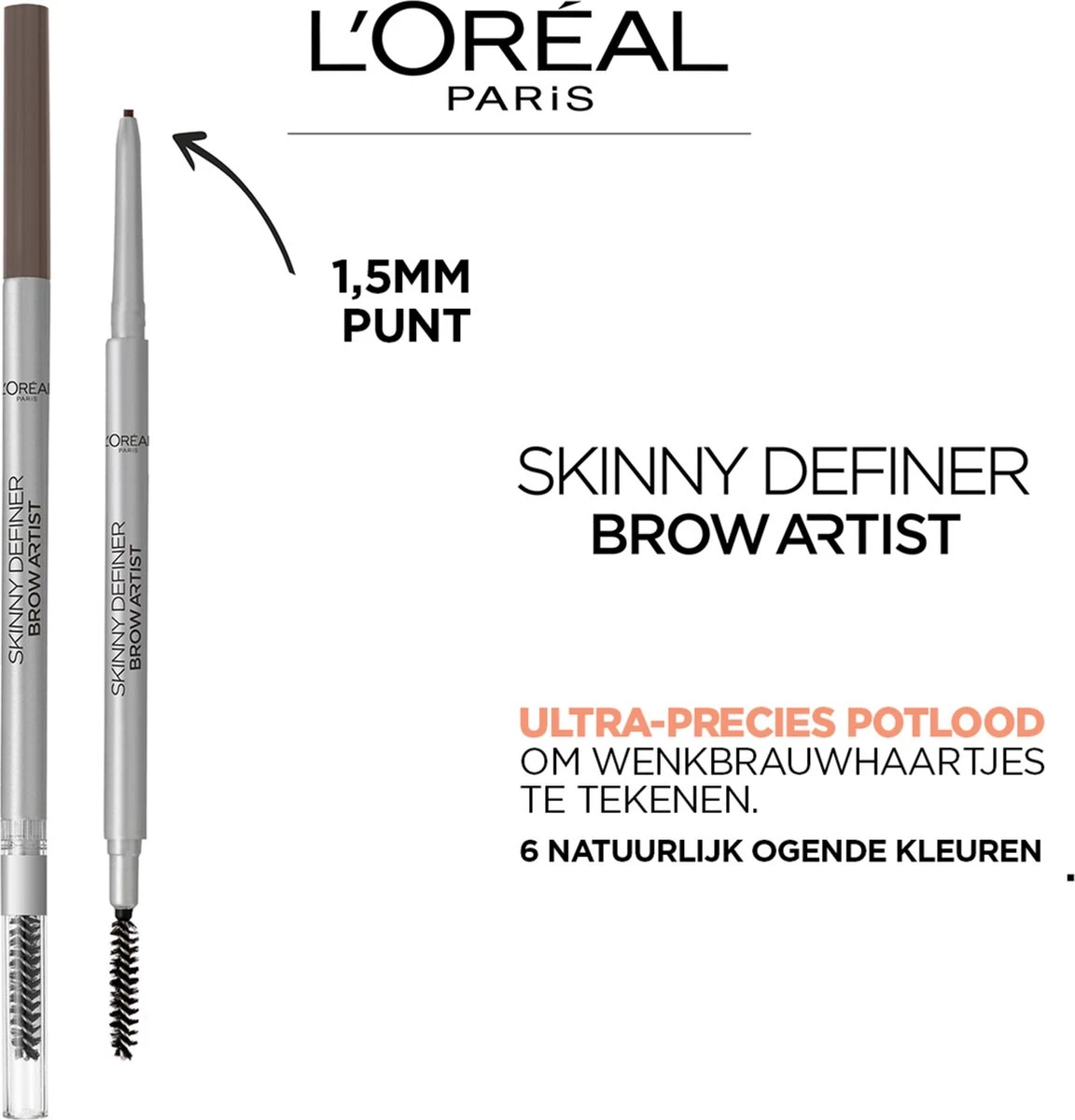 L’Oréal Paris Brow Artist Skinny Definer Wenkbrauwpotlood - 105 Brunette - Ultradun - Afbeelding 7