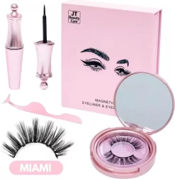 Luxe Magnetische Eyeliner + Magnetische Wimpers Set – Zwart Miami - Wimpers Zonder Lijm - 3D Nepwimpers - Magnetische Eyeliner - Herbruikbare Wimpers – Eyelashes - Magnetisch - Zwarte Wimpers - Wimper Magneet - Pincet - Giftbox - Cadeau Tip
