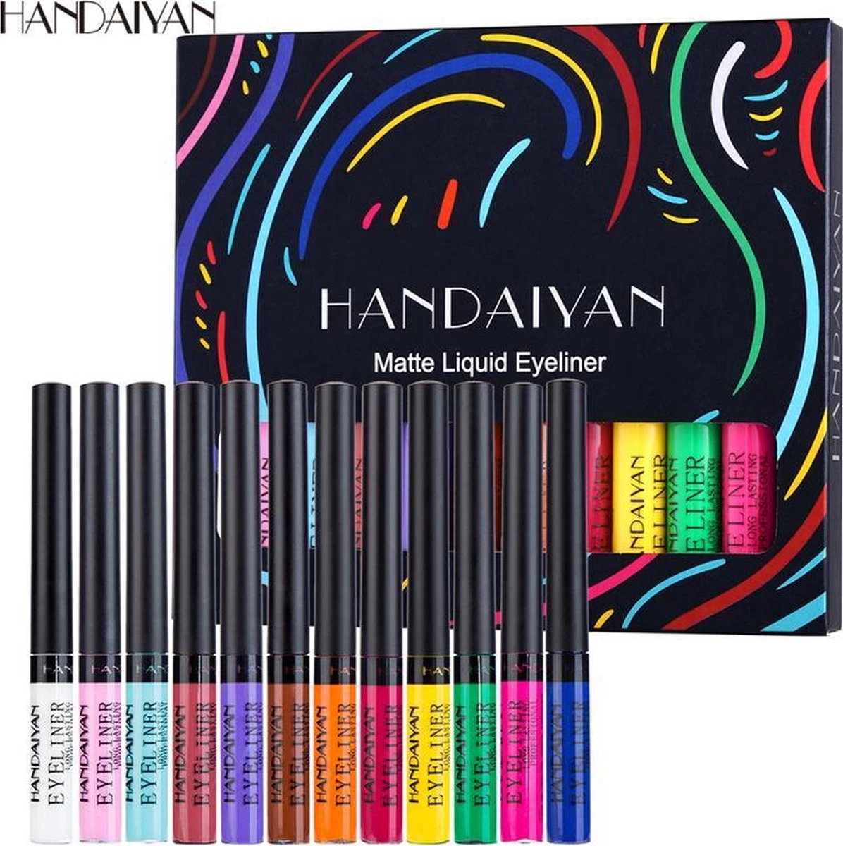 HANDAIYAN® | Liquid Eyeliner | Set Van 12 Kleuren | Gekleurde Eyeliner Set | Make Up | Waterproof | Langhoudend