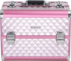 Homeza® Cosmetica Koffer - Make-up Doos - Visagie Koffer - Roze-Zilver