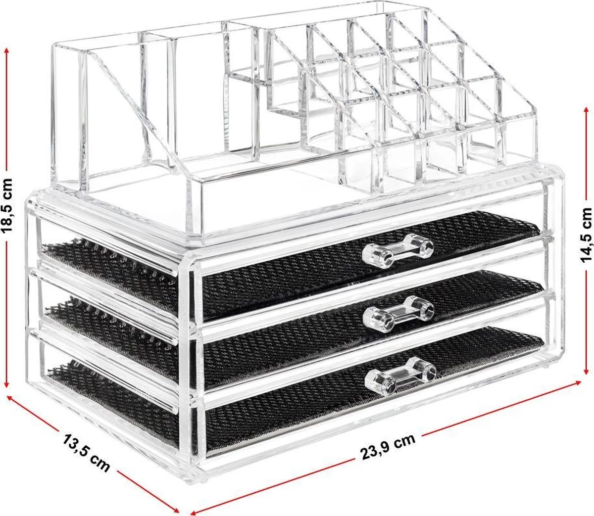 Merkloos Make-up Organizer, Make Up Opberger, 3 Laden, Opbergdoos, Make-up Bewaardoos - Afbeelding 3