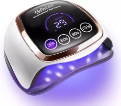 UV Nagel Lamp 168 Watt + 5 Gratis Vijlen - BellaLine - UV Led Nagellamp – Gel Nagel – Nagellak UV – Nageldroger – Salon – Sensor – Gellac - Acryl - Gelnagels – 42 Power Led – Professioneel – Krachtig – Manicure – Extra Lang Snoer - Pink - Pedicure