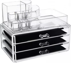 UNIQ Make-up Organiser Met 3 Lades SF-1303 (U320) - Cosmetica Opbergdoos - Transparant