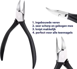 Medies - Professionele Zware Nageltang Voor Teennagels | Nagelknipper Teennagels | Ingegroeide Teennagel | Kalknagel | Harde Teennagels | Nagelschaar | Pedicure - Ingebouwde Veren