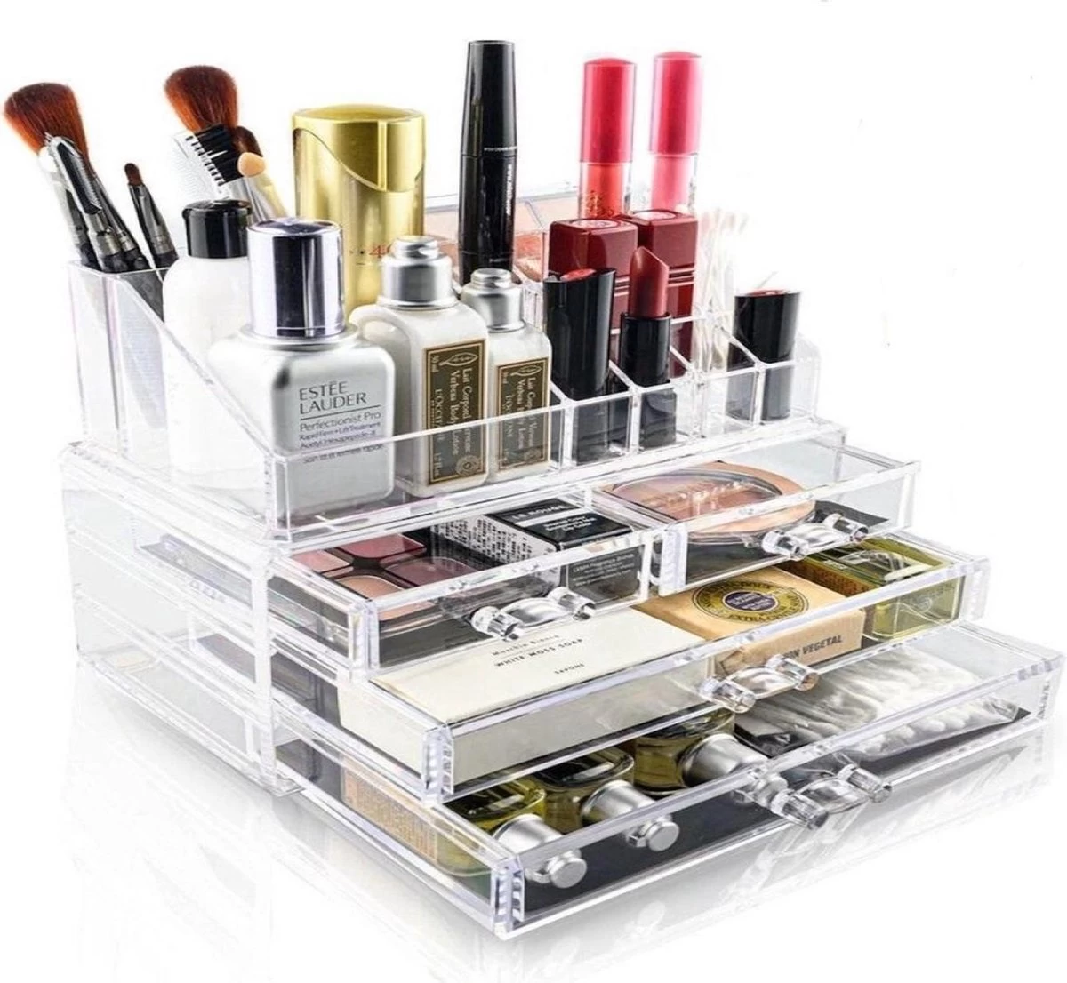 Merkloos Make-up Organizer - Tweedelig - Cosmetica Opbergdoos - Afbeelding 3