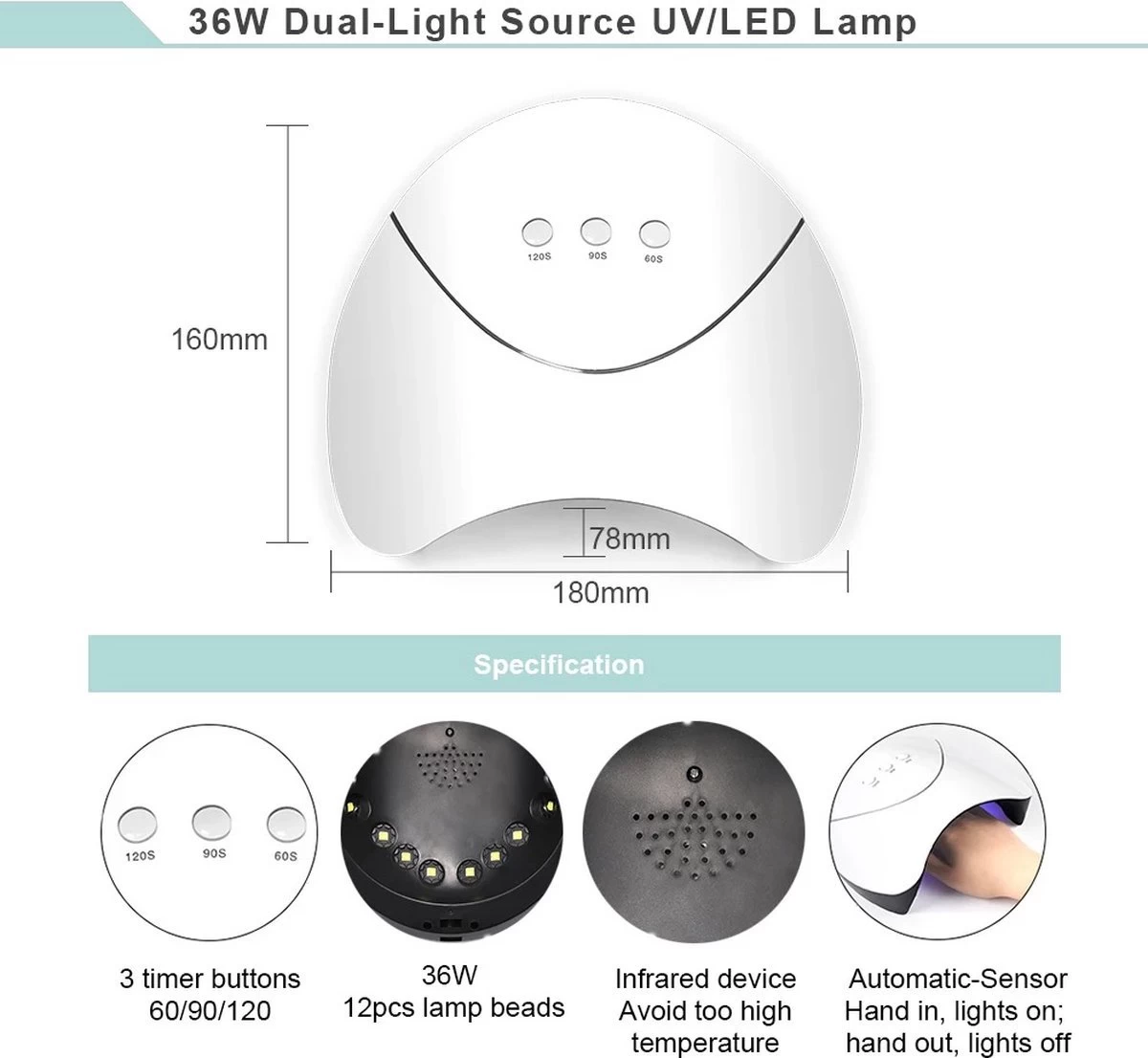 Polygel Kit- Polygel Nagels- Polygel Starter Set- 1x36W LED Nagel Droger Lamp 6x15ML Poly Gel 1 X Top Coat 1 X Base Coat 6x5ML UV Gel 1 X Dual End Nail Borstel 1x50Pcs Clear Quick Building Mold Tips 1x30ML Cleanser Plus 1 X Nagelvijl 1x6-Man - Afbeelding 2