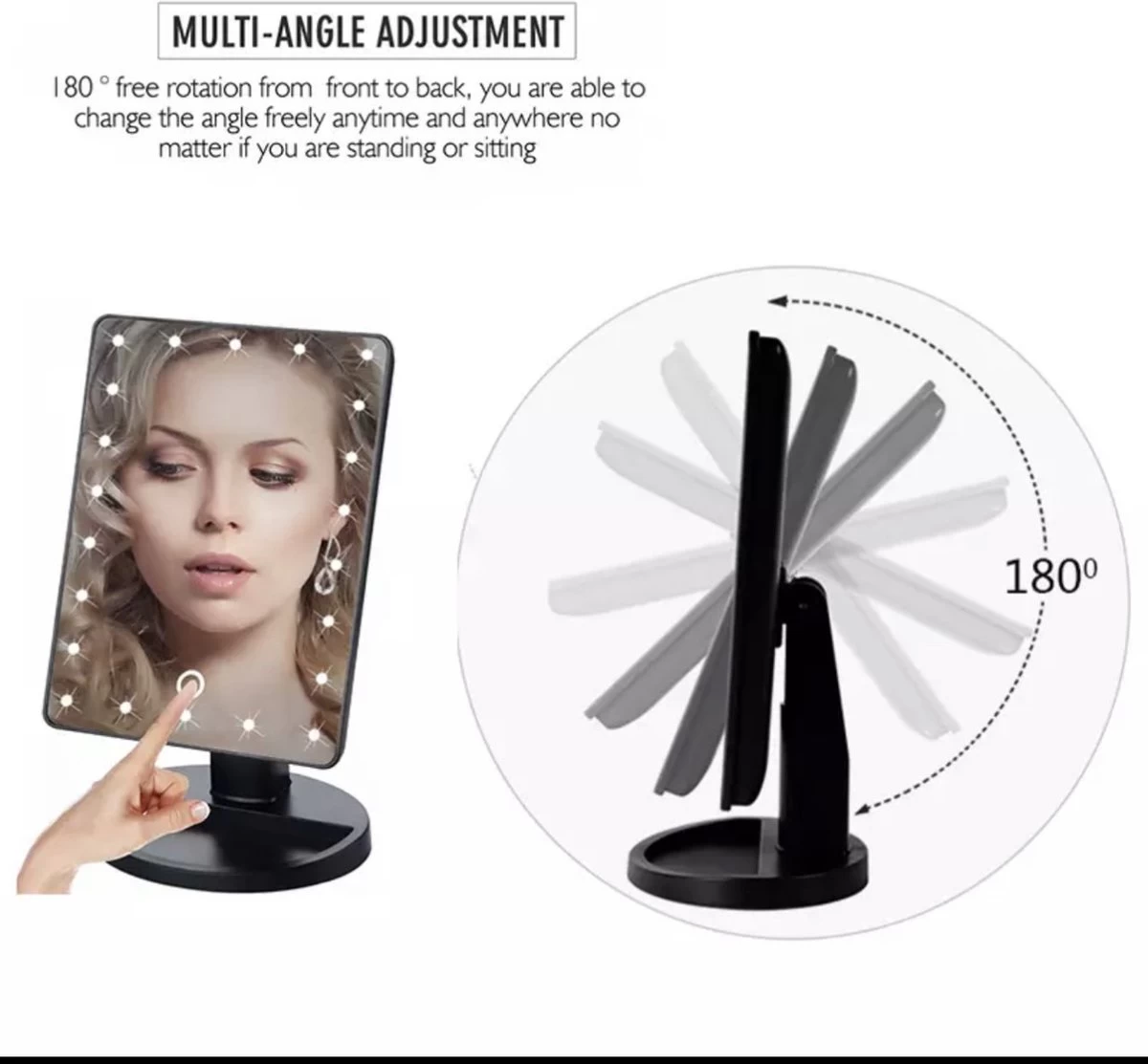 Merkloos Make Up Spiegel - Make Up Spiegel Met Verlichting - 16 LED Lampen - Make Up Organizer - Scheerspiegel - - Afbeelding 2