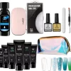 Elvi Polygel Starterskit -Complete Set Inc. USB UV/Led Mini Lamp-6x15g Polygel Kleuren Blauw - Nagelverlenging Polyacryl UV Nagellak-Quick Extension Temperature Color Changing Gel Blue Green