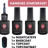 #NIGHTCATEYESERIE - Influence Gellac - Blauwe Gellak - Gellak Blauw UV - Gel Nagellak - Basecoat - Topcoat - Topcoatmat - No Wipe - Startersset - Kado Vrouw - Valentijns Cadeau - Kado Voor Haar - 4 X 10 Ml - Magneet