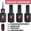 #PASSIONATEPURPLESERIE - Influence Gellac - Paarse Gellak - Gellak UV - UV Gellak - Gel Nagellak - Basecoat - Topcoat - Topcoatmat - No Wipe - Startersset - Kado Vrouw - Valentijns Cadeau - Kado Voor Haar - 4 X 10 Ml
