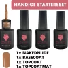#NAKEDNUDESERIE - Influence Gellac - Nude Gellak - Gellak Nude UV - UV Gellak - Gel Nagellak - Basecoat - Topcoat - Topcoatmat - No Wipe - Startersset - Kado Vrouw - Valentijns Cadeau - Kado Voor Haar - 4 X 10 Ml