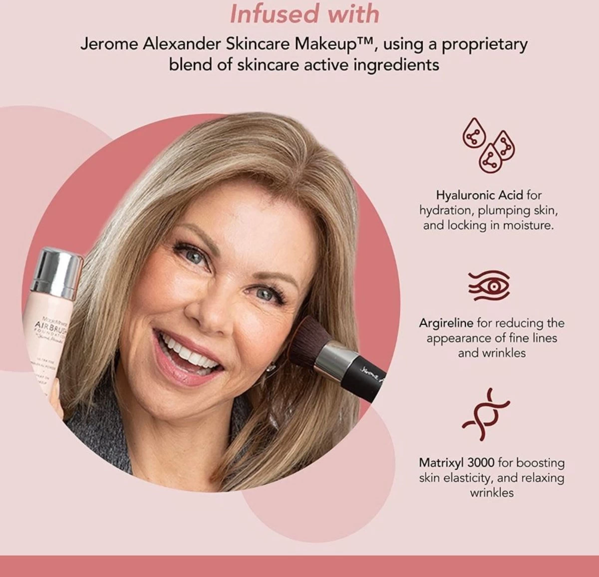 Magic Minerals AirBrush Foundation 3-delige Set By Jerome Alexander – Warm/Beige – Foundation En LiquidSilk Airbrush Primer Kit – Met Gratis Kabuki Kwast - Make-up Met Een Natuurlijke Dekking - Afbeelding 2