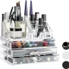 Relaxdays Make-up Organizer Klein - Stapelbaar - Sieradendoosje - Cosmetica - Opbergbox - Doorzichtig