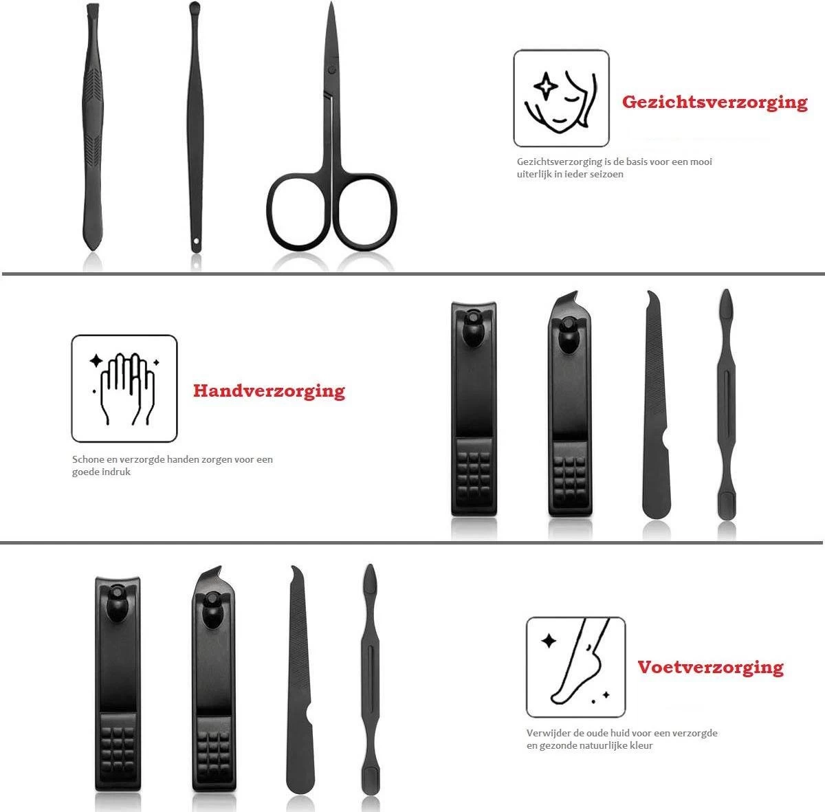 XYZ Goods - Manicure En Pedicure Set - 7 Delige-set Inclusief Nagelknipper In Nette Lederen Opberg Etui - Afbeelding 3