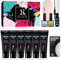 Gelnagels Set MEGA PACK + Nagel Vijl | Gellak Starterspakket | Polygel Kit | Nepnagels | Gellak Set | Nail Art Pakket | UV Gel | Manicure Set | Gel Nagellak Nagel Decoratie | UV Lamp | Starterspakket | Nail Care | Nagelstad