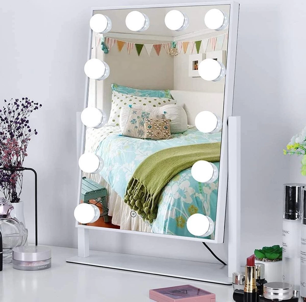Bright Beauty Vanity Hollywood Make Up Spiegel Met Verlichting - Wit - Dimbaar Met Drie Lichtstanden - Afbeelding 4