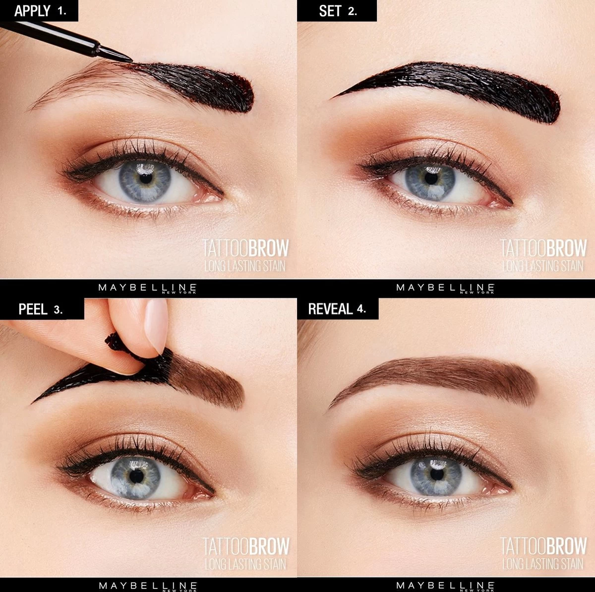 Maybelline Tattoo Brow Peel-Off Wenkbrauwgel - 3 Dark Brown - Bruin - Afbeelding 8