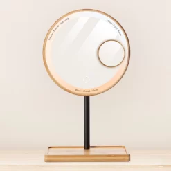 Lanaform - Bamboo Mirror - Oplaadbare Staande Spiegel ×1 · ×3 - Elegant Design Van Bamboe Met Zwarte Poedercoatingafwerking - Ledlampen Met Lange Levensduur