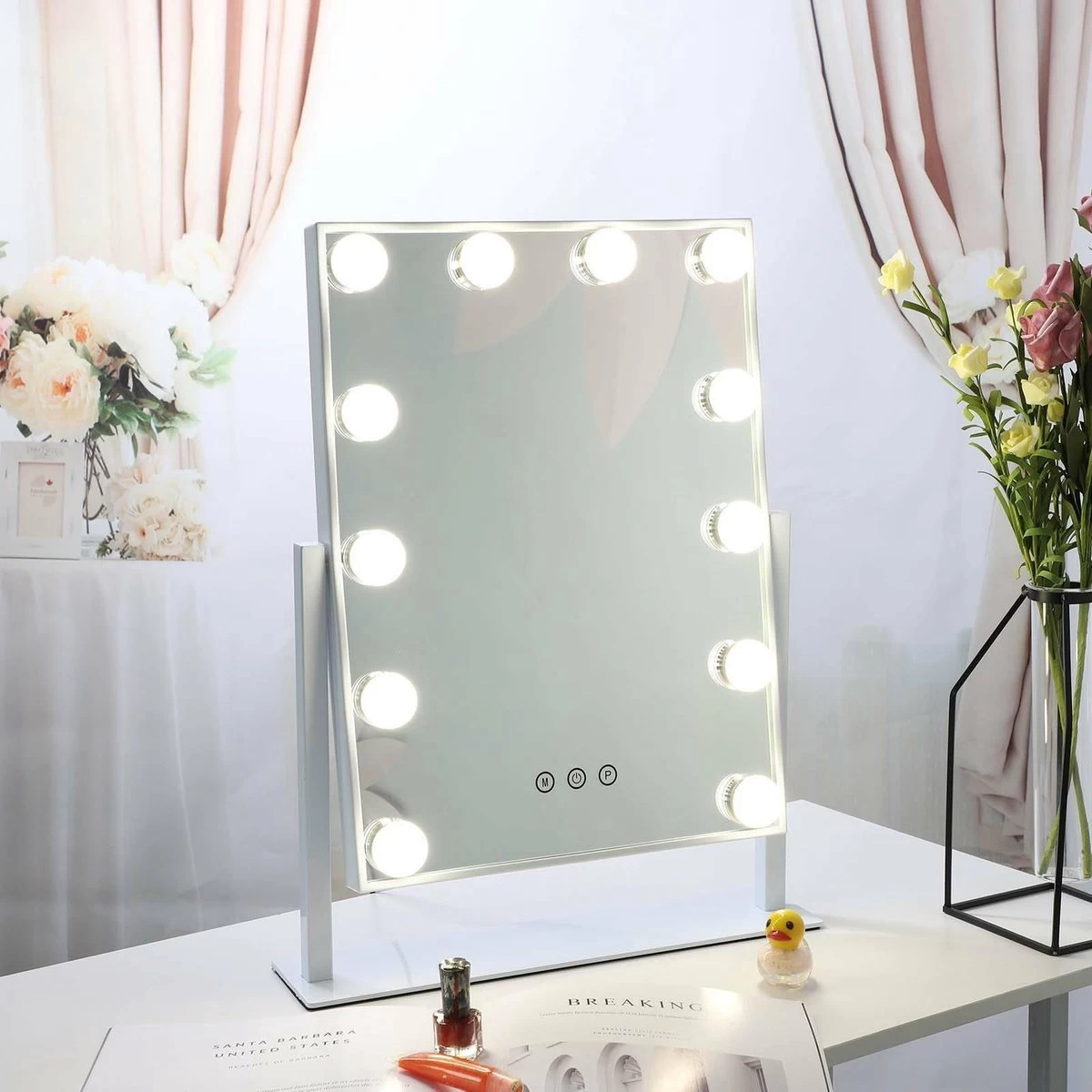 Bright Beauty Vanity Hollywood Make Up Spiegel Met Verlichting - Wit - Dimbaar Met Drie Lichtstanden - Afbeelding 5