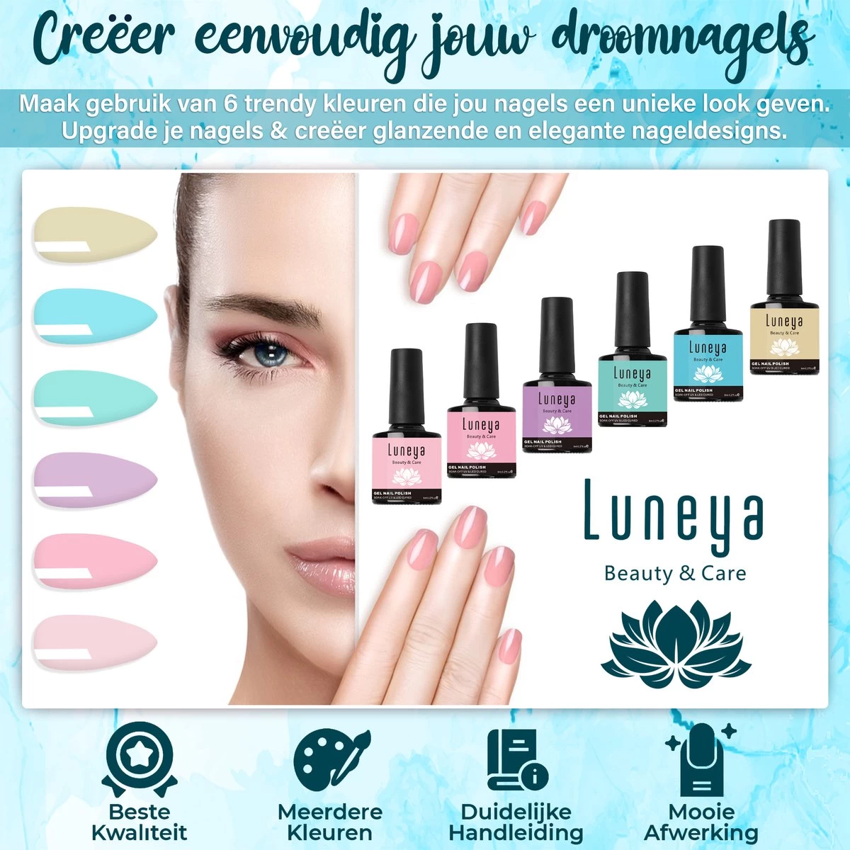 Luneya Gellak - Vivid Vibes Edition - 6-Delige Gellak Starterspakket - Gel Nagellak - Afbeelding 2