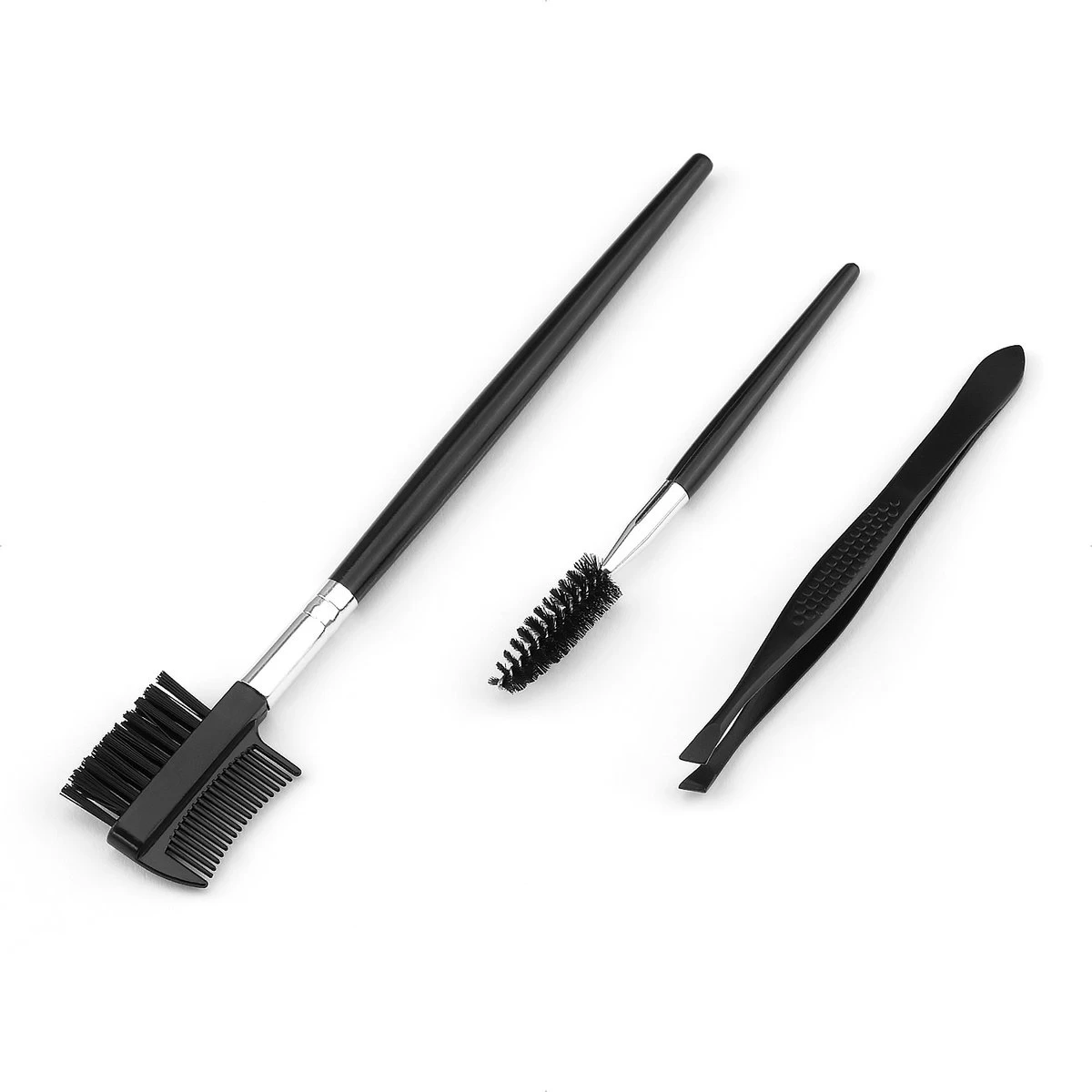 Wenkbrauw Trimmer Set - 8-delig – Met Epileer Pincet, 2x Wenkbrauw Schaartje, 2x Wenkbrauwmesje, Wenkbrauw Borstel, Wenkbrauwpotlood, Spoolie – In Stevige Etui - Zwart - Afbeelding 9