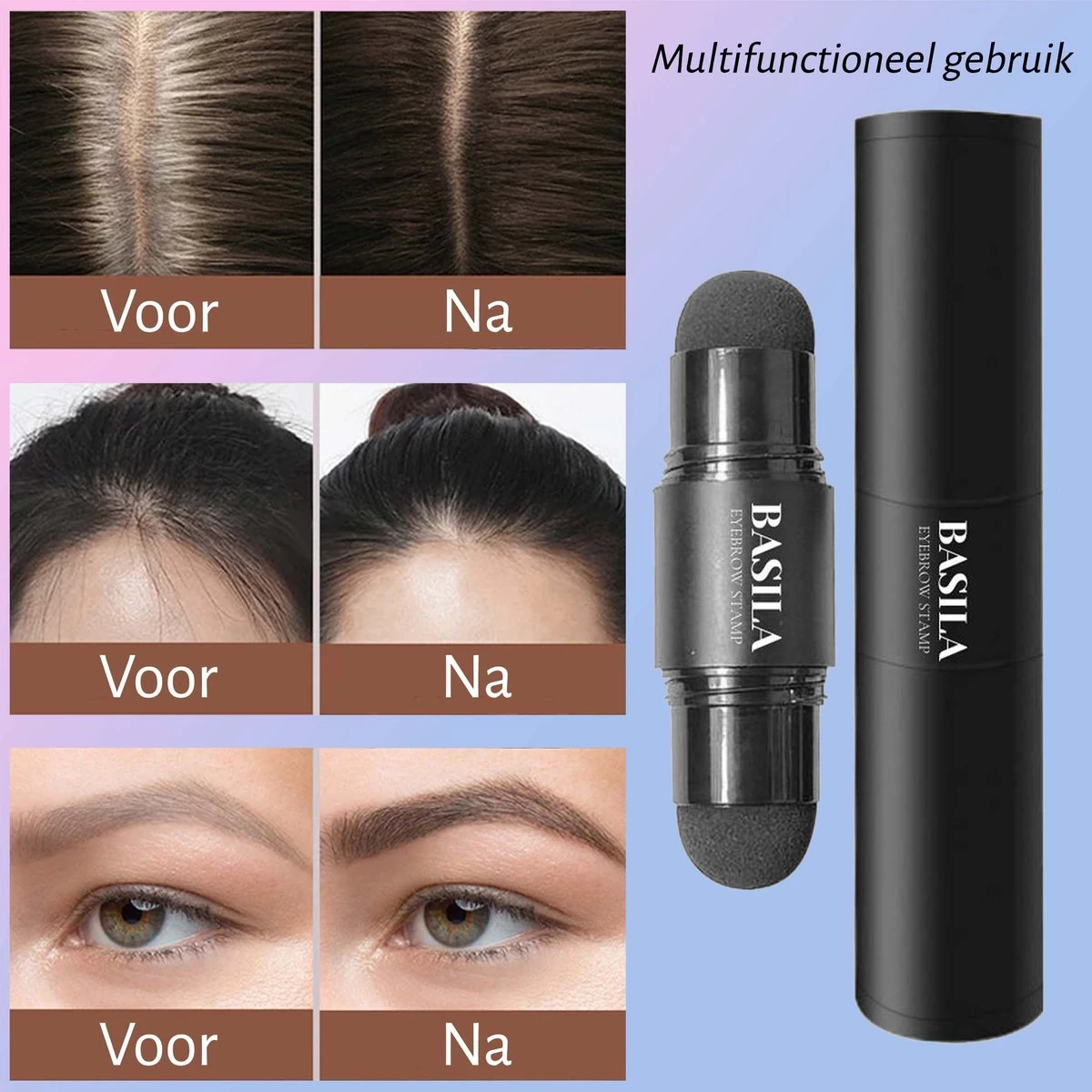 Basila® Duo Wenkbrauw Stempel Kit - Donker Bruin & Bruin - Watervast - Matte Poeder - Trimmer - 26 Stencils - Afbeelding 4