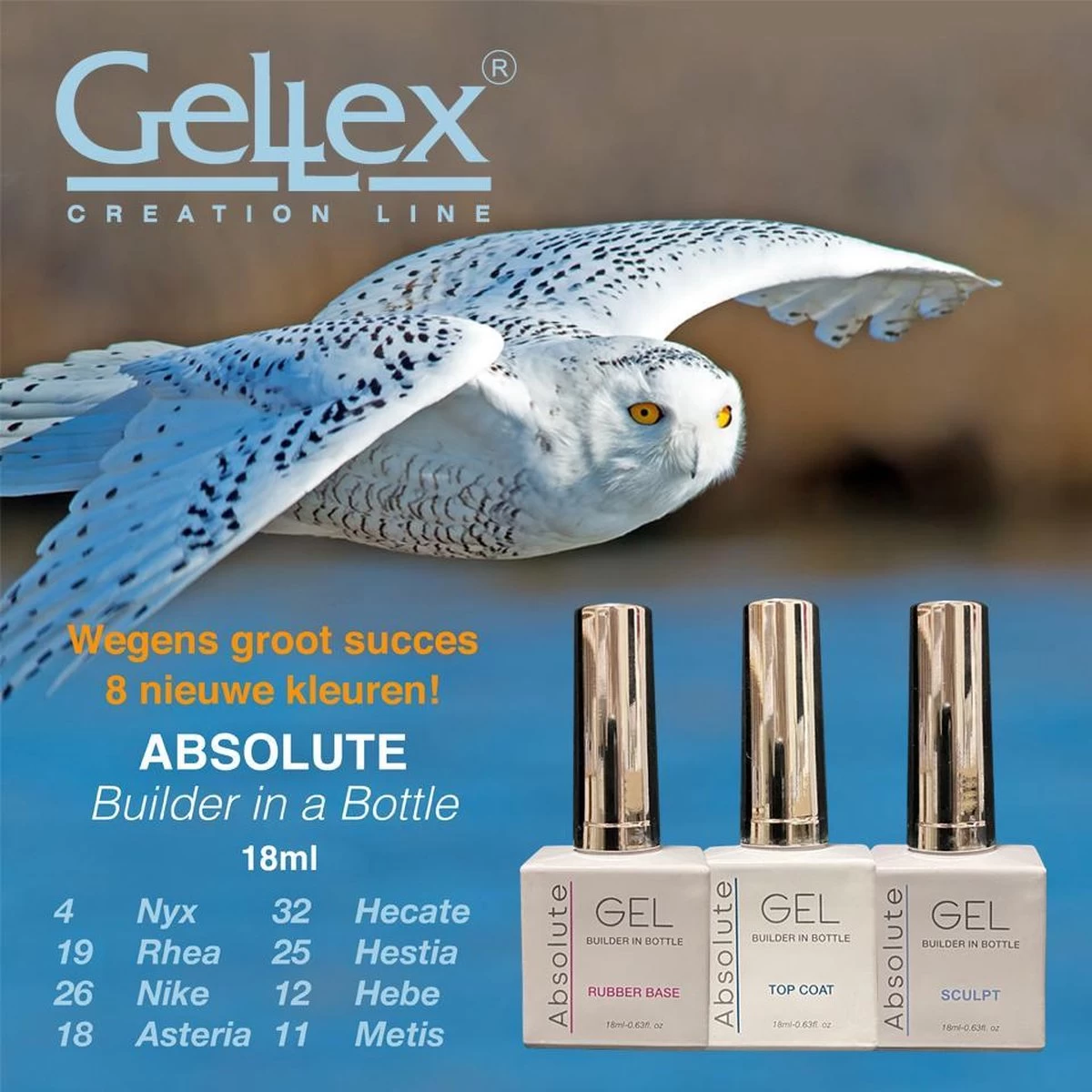 Gellex - SET Absolute Builder Gel In A Bottle #4 "Nyx" - Starterspakket 3x18ml- Gel Nagellakset