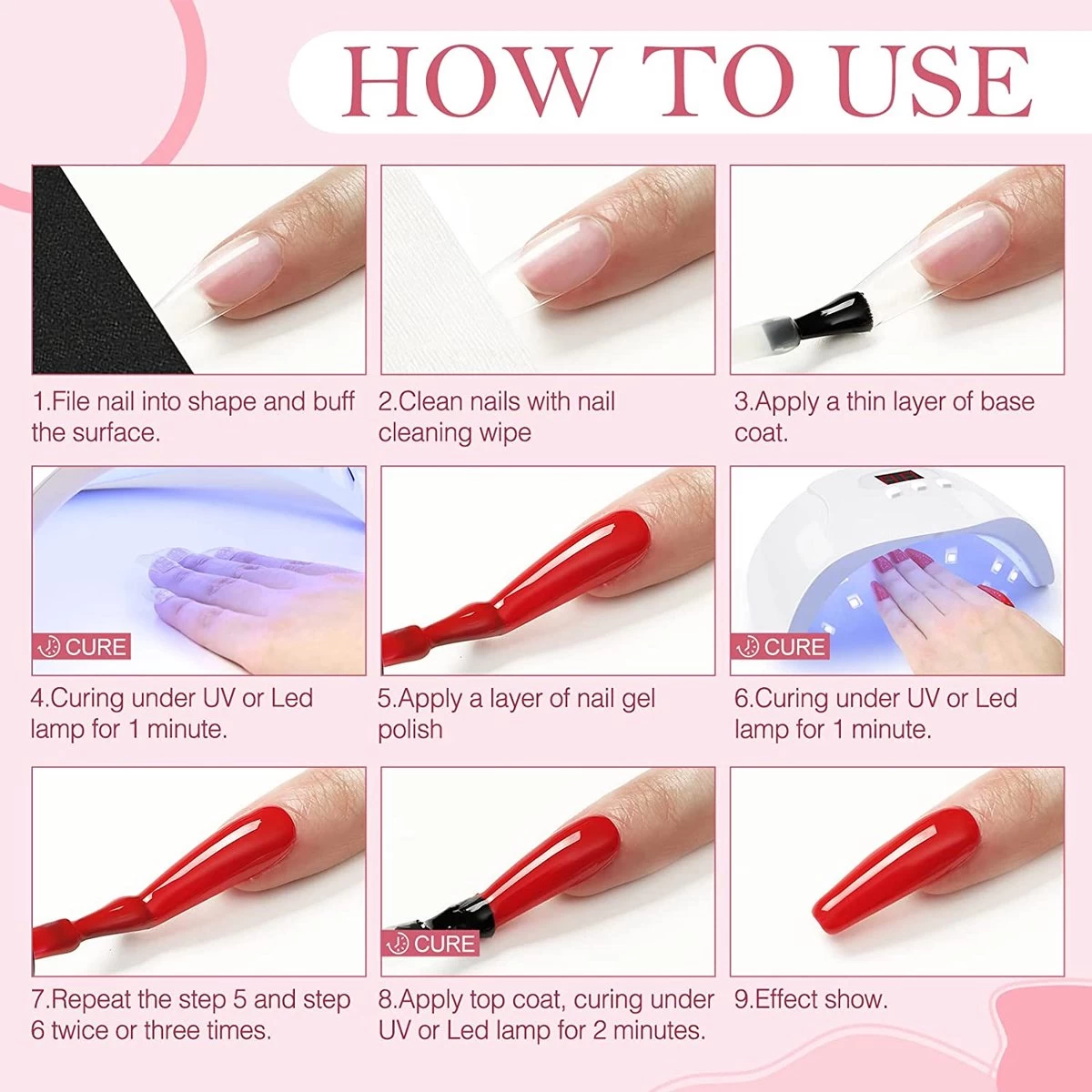 Gellak Starterspakket - 6 Kleuren - UV Lamp 48W - Gellak - Gel Nagellak - Gellak Set - Afbeelding 5