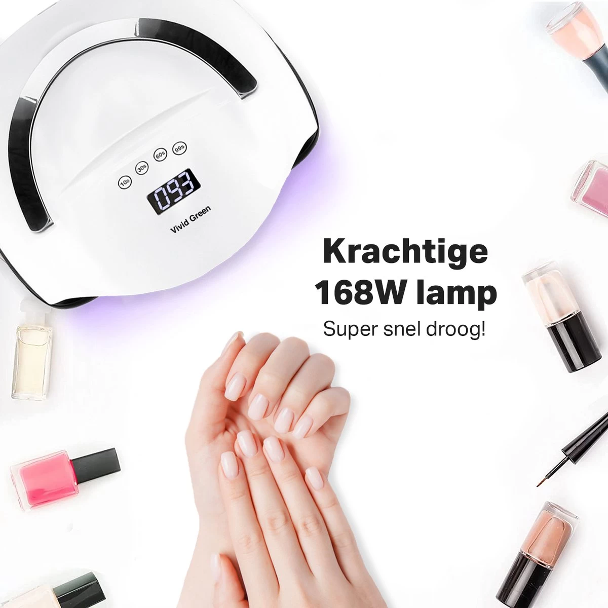 Vivid Green UV Lamp Gelnagels - Led Nagellamp - Gellak Nagel Lamp - Nageldroger - Naggellak Droger - Nagels - 168W - Afbeelding 2