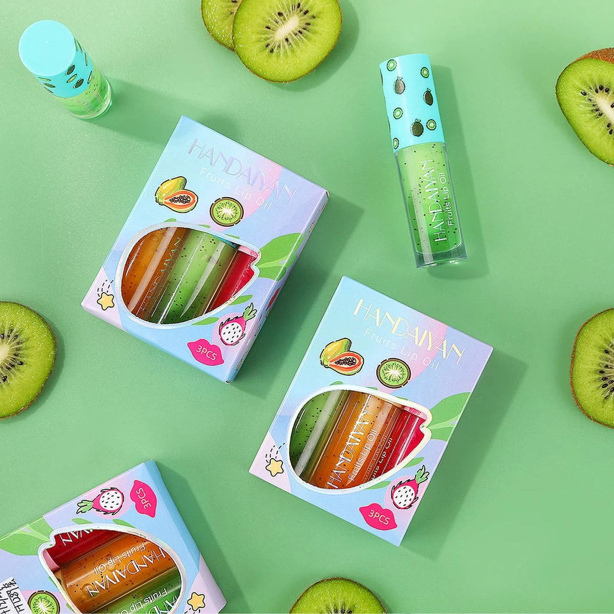 Fruit Lip Oil Set Makeup Primer Moisturizing - Transparent Lip Oil - Long Lasting Hydrating - Afbeelding 2