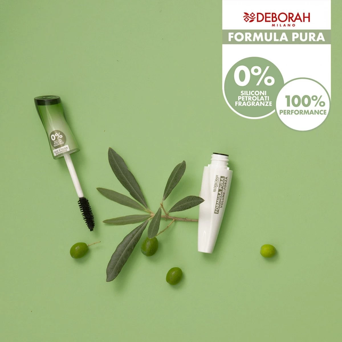 Deborah Milano Formula Pura Volume & Forza Mascara - Volume Mascara Voor De Gevoelige Ogen - 96% Natuurlijke Ingrediënten - Beschermend En Voedend - Zwart - 12 Ml - Afbeelding 2