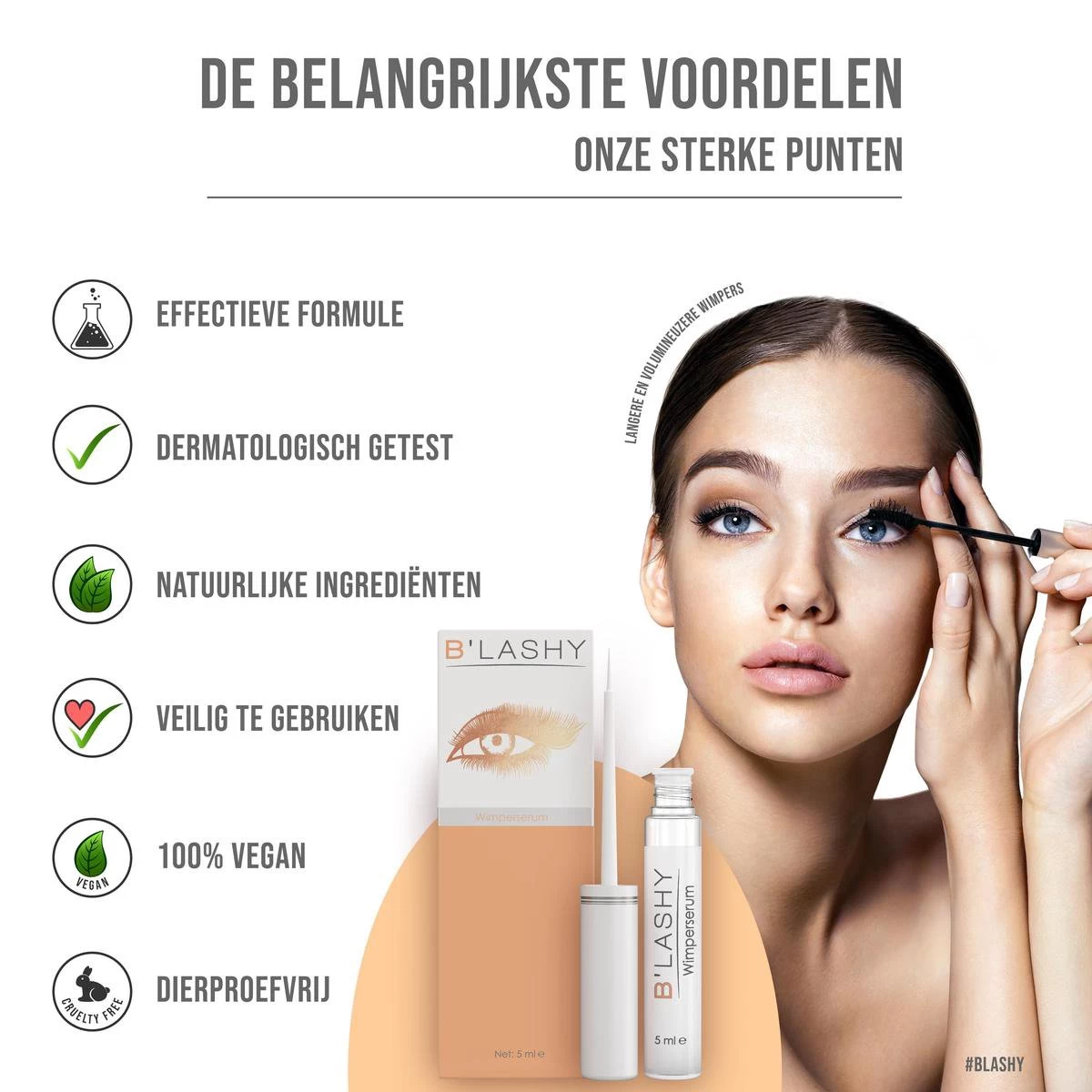 B’LASHY® Wimperserum - Wimper Groeimiddel - Wimper Serum Voor Sterke, Lange En Volle Wimpers - 5 Ml - Afbeelding 9