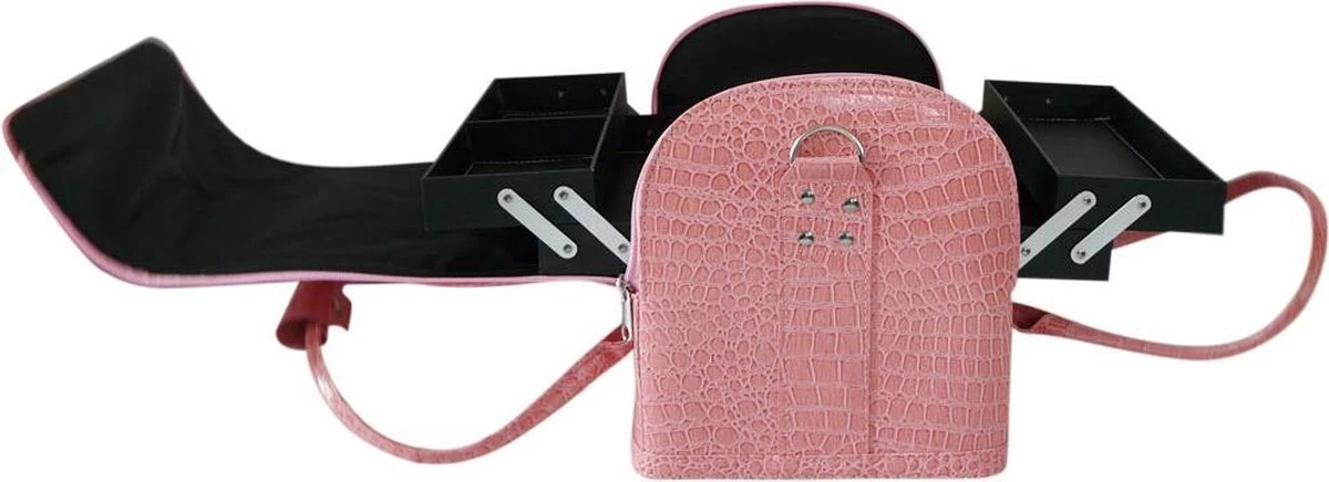 Nagel Koffer - Zacht Croco Roze - Handkoffer Voor Nagelstyliste, Pedicure, Schoonheidsspecialistes, Kappers, Kapsters, Visagiste. - Afbeelding 3