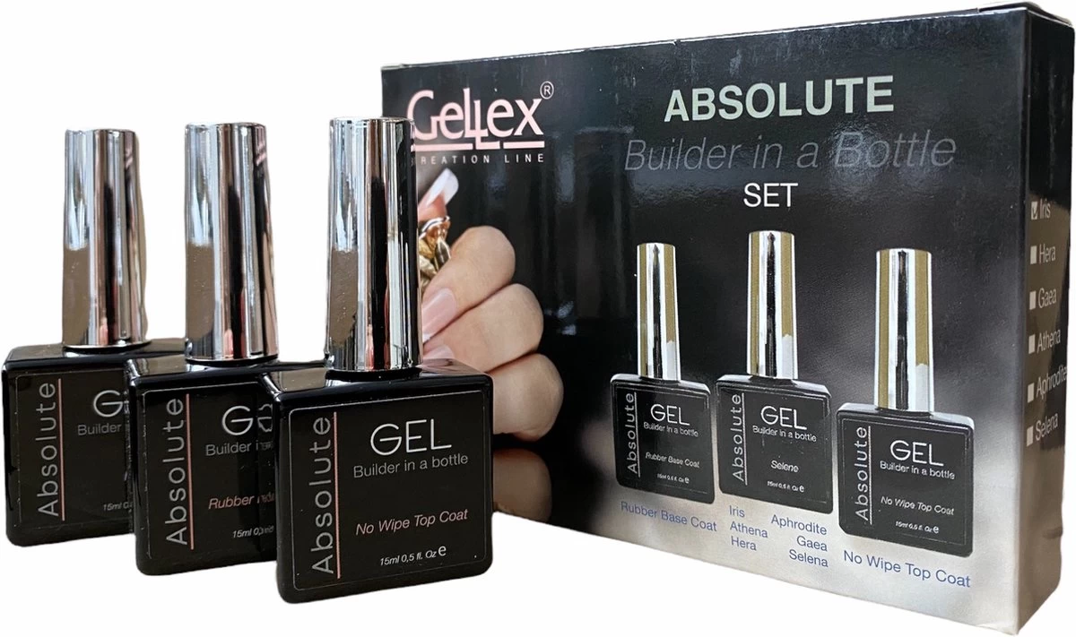 Gellex - SET Absolute Gel Builder In A Bottle "Athena" 15ml - Starterspakket 3x15ml - Gellak - Gel Nagellak- Gel Nagels