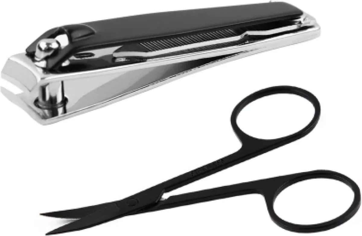 Medies - Nagelschaar 9 Cm En Kleine Nagelknipper Met Vijl 6 Cm | Nagelschaar | Nagelknipper | Nagelschaartje | Nagelverzorging - Zwart