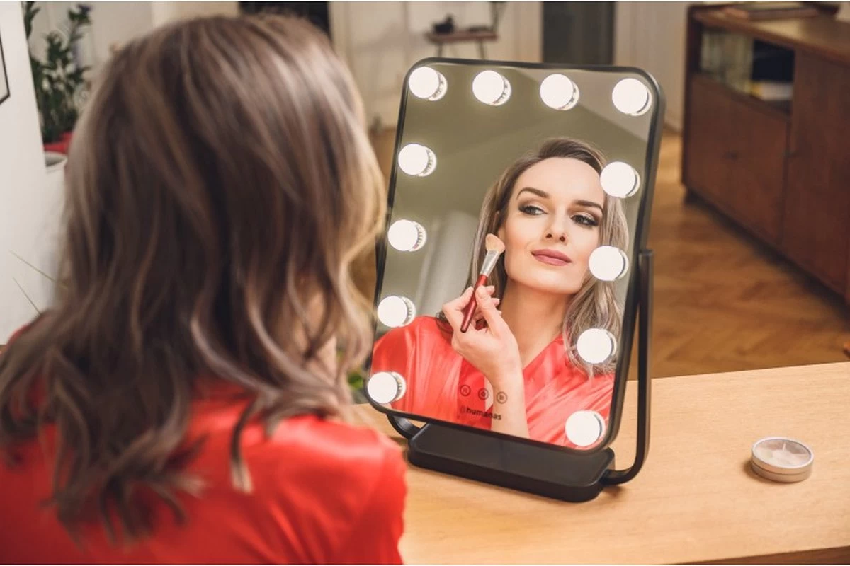 Humanas HS-HM01 White Make-up Mirror With LED Lighting - Afbeelding 3