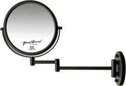 Make-up Wandspiegel Knikarm Mat Zwart - 5x Vergroting 20cmØ