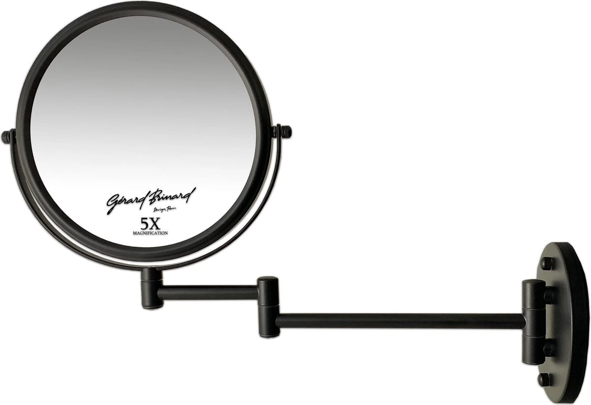 Make-up Wandspiegel Knikarm Mat Zwart - 5x Vergroting 20cmØ