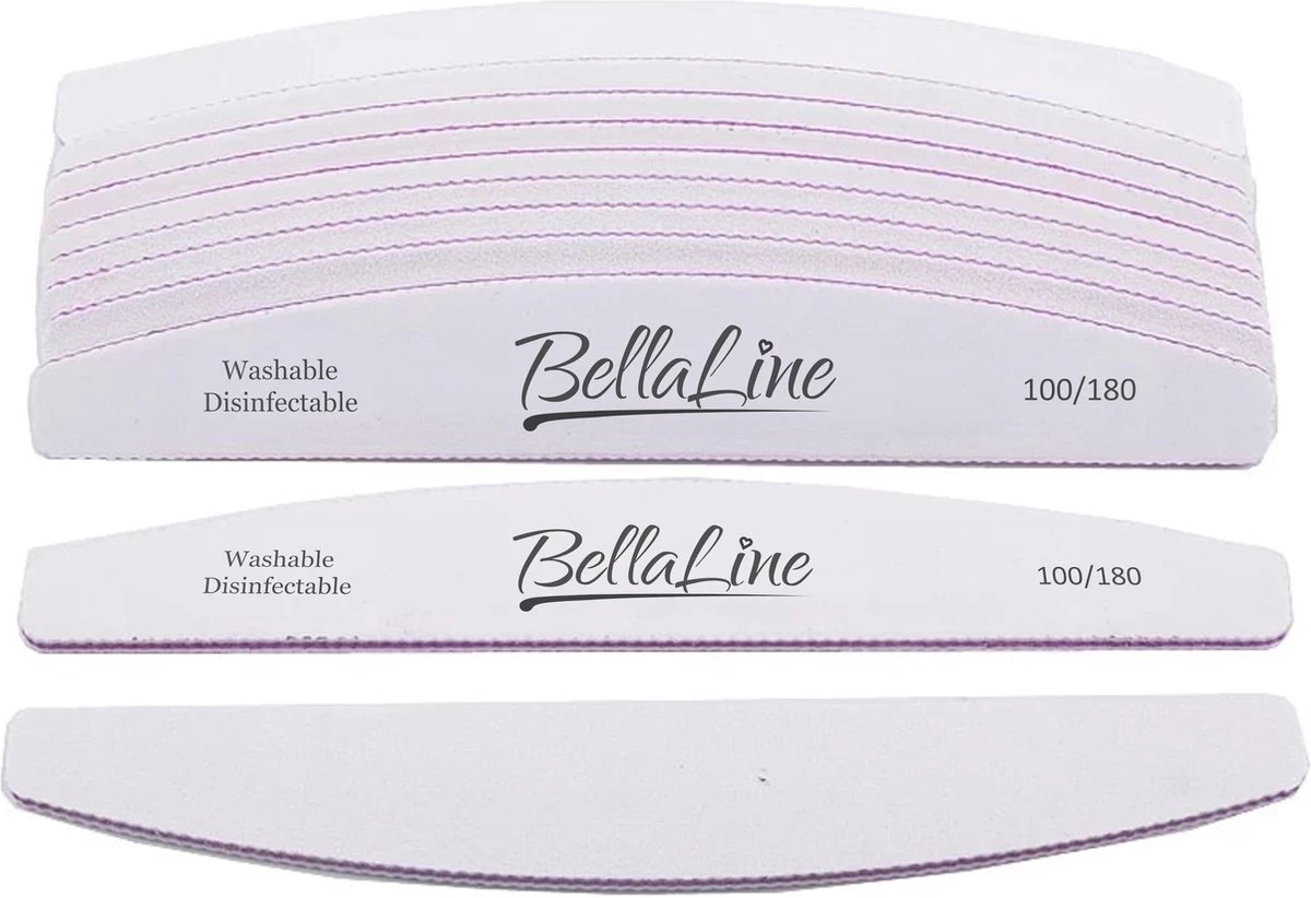 BellaLine - 25 Nagelvijlen - Kunstnagels - Moonvijl - Zebra Vijl - Nagelvijl - Nagels - Nail Art - Nagelverzorging - Nepnagels - Acrylnagels - Gelnagels - Nails - Moon - UV Nagel Gel - Zachte Vijl 100/180 - Nagel Vijl - Afbeelding 2