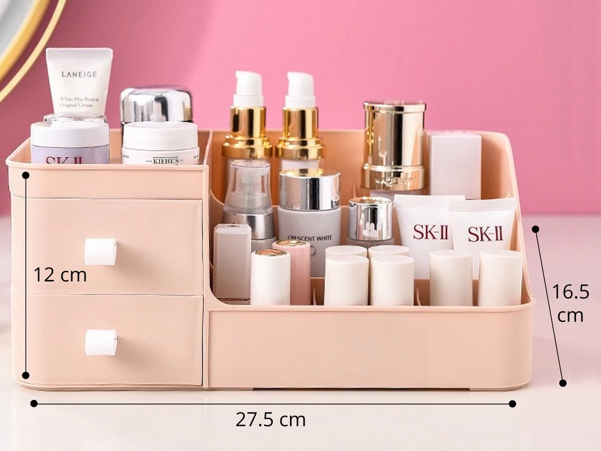 Make-Up Organizer - Cosmetica - Opbergdoos - Roze - Nagellak - Creme - Sieraden - Pennenbakje - Bureau - Organizers - Make Up - Afbeelding 4