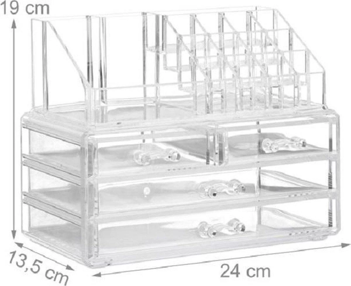 Merkloos Make-up Organizer - Tweedelig - Cosmetica Opbergdoos - Afbeelding 6