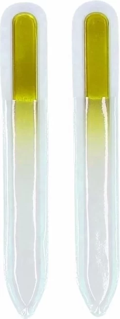 Merkloos Glazen Nagelvijl Geel 2 Stuks