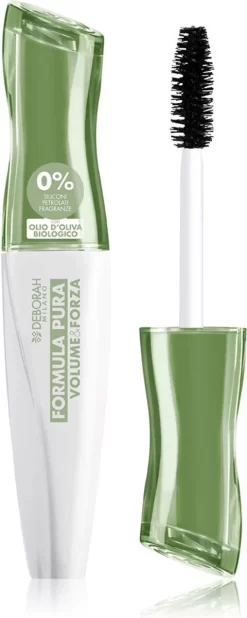 Deborah Milano Formula Pura Volume & Forza Mascara - Volume Mascara Voor De Gevoelige Ogen - 96% Natuurlijke Ingrediënten - Beschermend En Voedend - Zwart - 12 Ml
