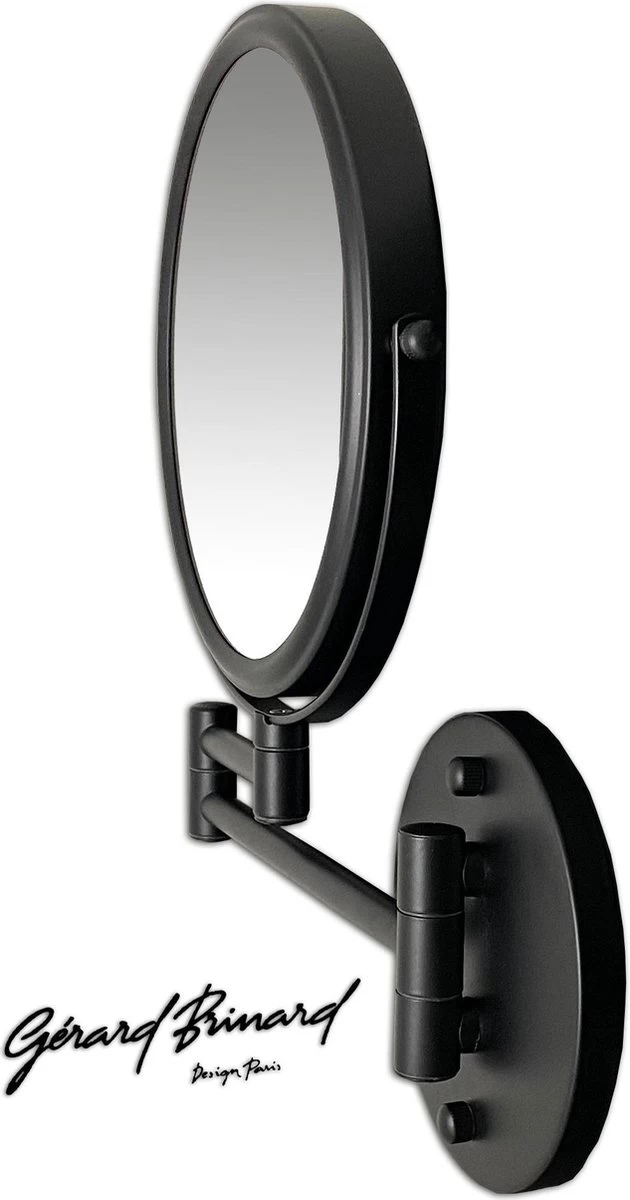 Make-up Wandspiegel Knikarm Mat Zwart - 5x Vergroting 20cmØ - Afbeelding 2